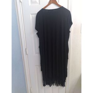 Fringe Dress Tiered Boho‎ Festival Party Casual Black Dress Plus Size